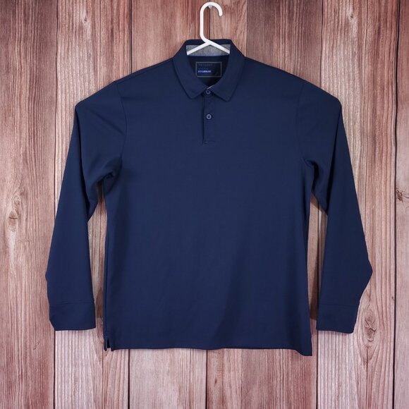 Twillory Mens Large Long Sleeve Performance Athleisure Golf Polo Shirt Navy Blue - Picture 1 of 15